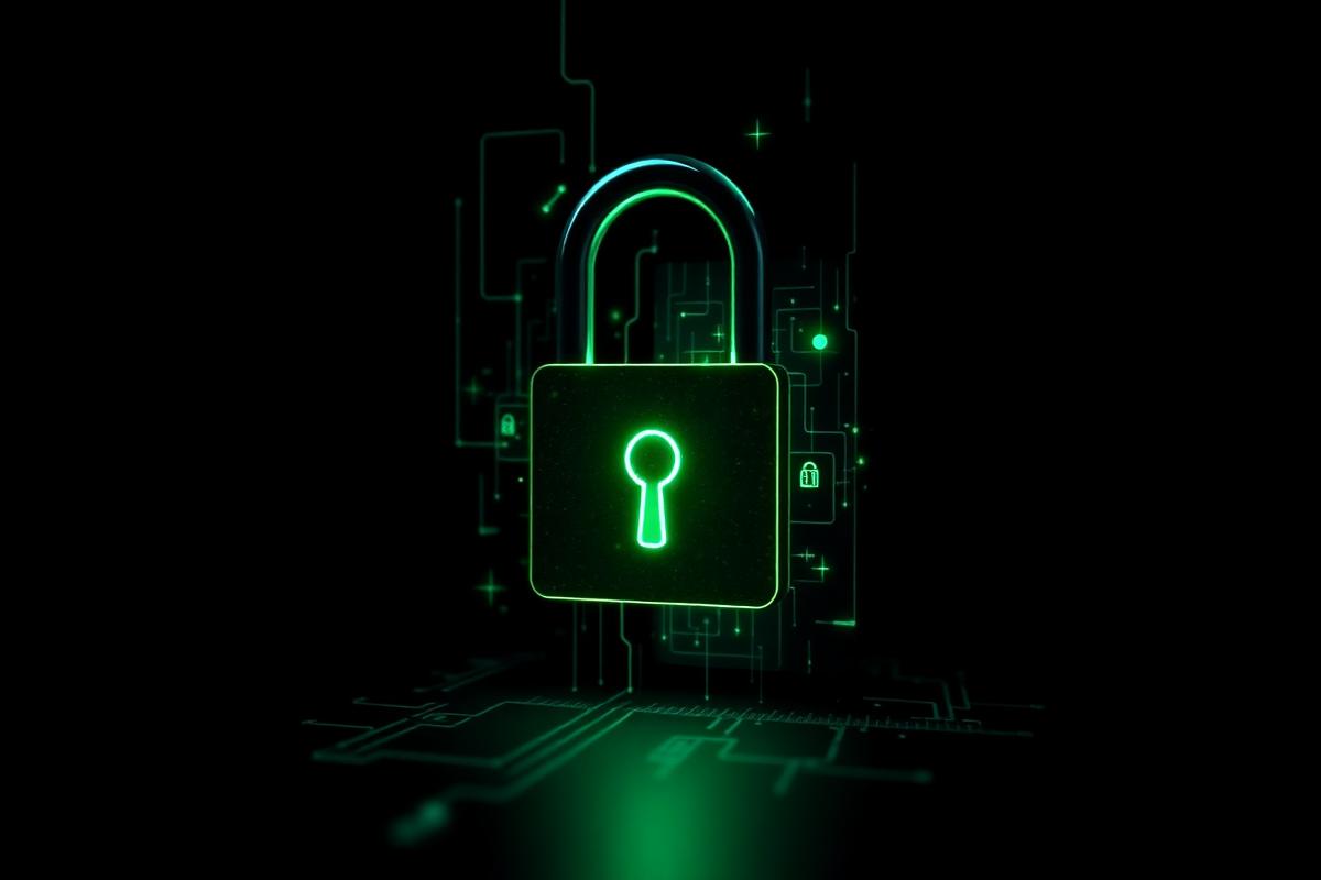 Candado digital sobre fondo oscuro simbolizando seguridad en casinos sin verificación